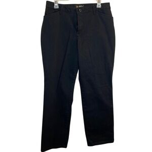 Lee Petite Relaxed Fit Straight Leg Mid Rise Black Pants Effortless Wash